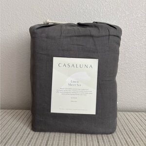NWT Queen 100% Linen Sheet Set Dark Gray - Casaluna